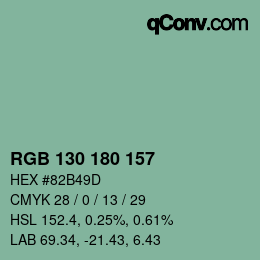 カラーコード: RGB 130 180 157 | qconv.com