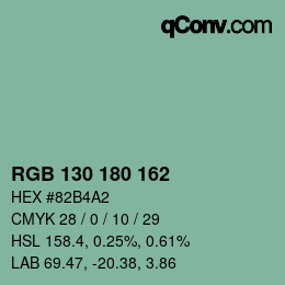 Color code: RGB 130 180 162 | qconv.com