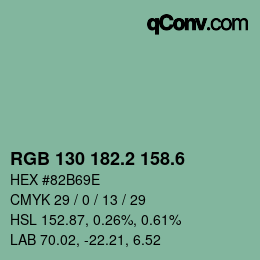 カラーコード: RGB 130 182.2 158.6 | qconv.com