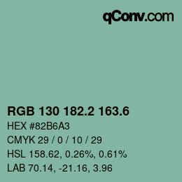 カラーコード: RGB 130 182.2 163.6 | qconv.com