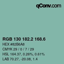 カラーコード: RGB 130 182.2 168.6 | qconv.com