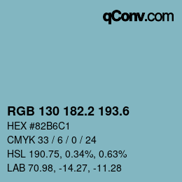 カラーコード: RGB 130 182.2 193.6 | qconv.com