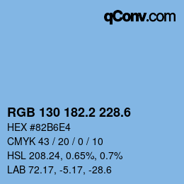 カラーコード: RGB 130 182.2 228.6 | qconv.com