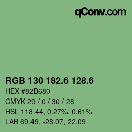 カラーコード: RGB 130 182.6 128.6 | qconv.com