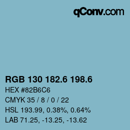 カラーコード: RGB 130 182.6 198.6 | qconv.com