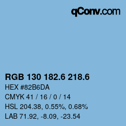 カラーコード: RGB 130 182.6 218.6 | qconv.com
