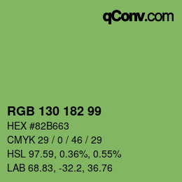 Color code: RGB 130 182 99 | qconv.com