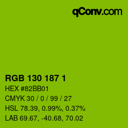 Color code: RGB 130 187 1 | qconv.com