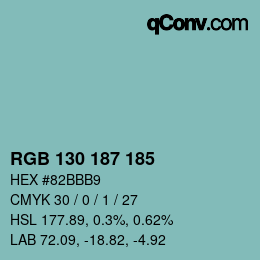 Color code: RGB 130 187 185 | qconv.com