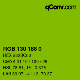Color code: RGB 130 188 0 | qconv.com