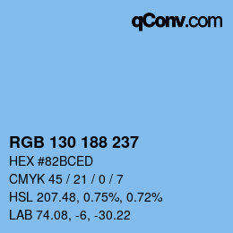 Color code: RGB 130 188 237 | qconv.com