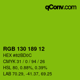 Color code: RGB 130 189 12 | qconv.com