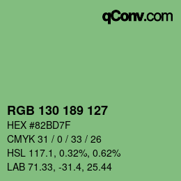 Color code: RGB 130 189 127 | qconv.com