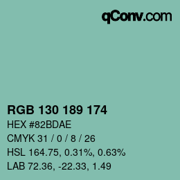 Color code: RGB 130 189 174 | qconv.com