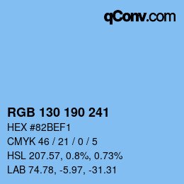 Color code: RGB 130 190 241 | qconv.com