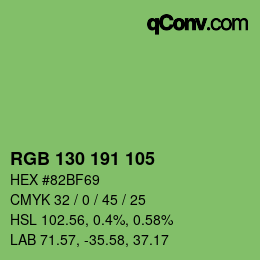 Color code: RGB 130 191 105 | qconv.com