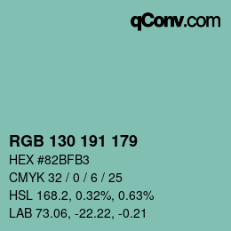 Color code: RGB 130 191 179 | qconv.com
