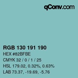 Código de color: RGB 130 191 190 | qconv.com