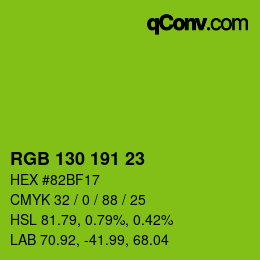 Color code: RGB 130 191 23 | qconv.com