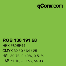 Color code: RGB 130 191 68 | qconv.com