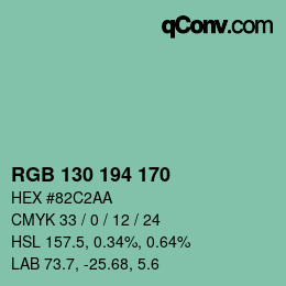 颜色代码: RGB 130 194 170 | qconv.com