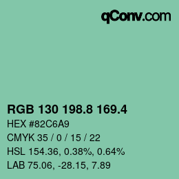 カラーコード: RGB 130 198.8 169.4 | qconv.com