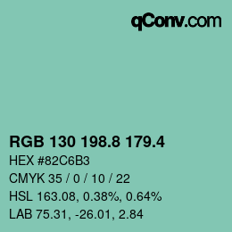 カラーコード: RGB 130 198.8 179.4 | qconv.com