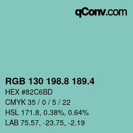 カラーコード: RGB 130 198.8 189.4 | qconv.com