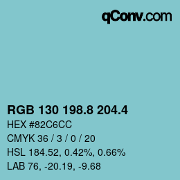 カラーコード: RGB 130 198.8 204.4 | qconv.com