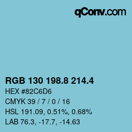 カラーコード: RGB 130 198.8 214.4 | qconv.com