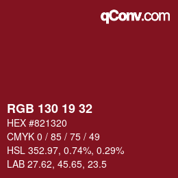 Color code: RGB 130 19 32 | qconv.com