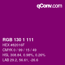 カラーコード: RGB 130 1 111 | qconv.com