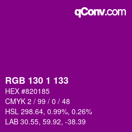 Color code: RGB 130 1 133 | qconv.com