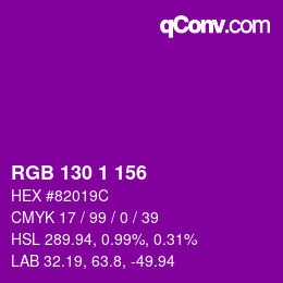 Color code: RGB 130 1 156 | qconv.com