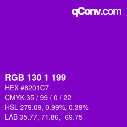 Color code: RGB 130 1 199 | qconv.com