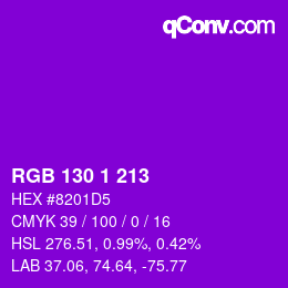 Color code: RGB 130 1 213 | qconv.com