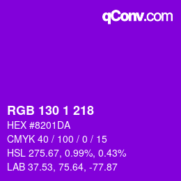 Color code: RGB 130 1 218 | qconv.com