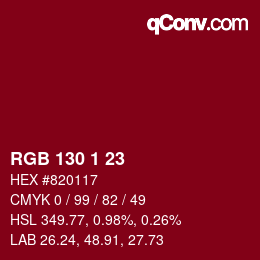 Color code: RGB 130 1 23 | qconv.com