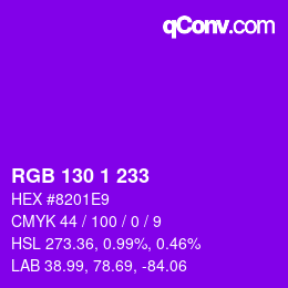 Color code: RGB 130 1 233 | qconv.com