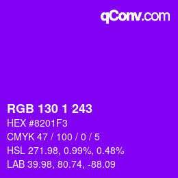 Color code: RGB 130 1 243 | qconv.com
