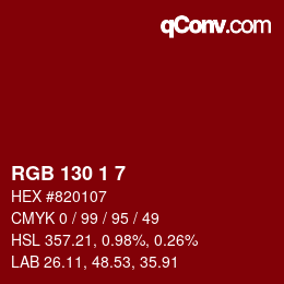 Color code: RGB 130 1 7 | qconv.com