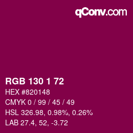 Code couleur: RGB 130 1 72 | qconv.com
