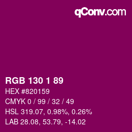 Color code: RGB 130 1 89 | qconv.com