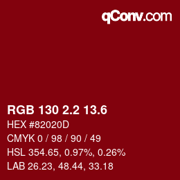 カラーコード: RGB 130 2.2 13.6 | qconv.com