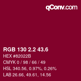 カラーコード: RGB 130 2.2 43.6 | qconv.com