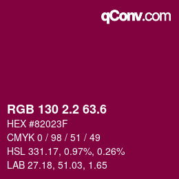 カラーコード: RGB 130 2.2 63.6 | qconv.com