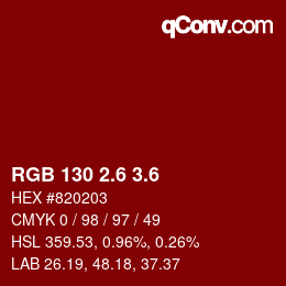 カラーコード: RGB 130 2.6 3.6 | qconv.com
