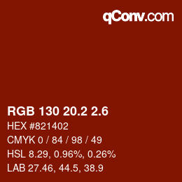 カラーコード: RGB 130 20.2 2.6 | qconv.com