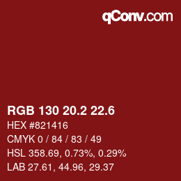 カラーコード: RGB 130 20.2 22.6 | qconv.com