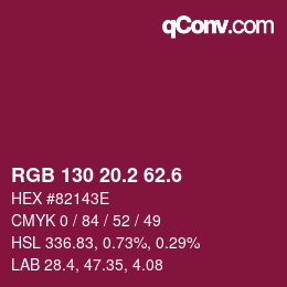 カラーコード: RGB 130 20.2 62.6 | qconv.com